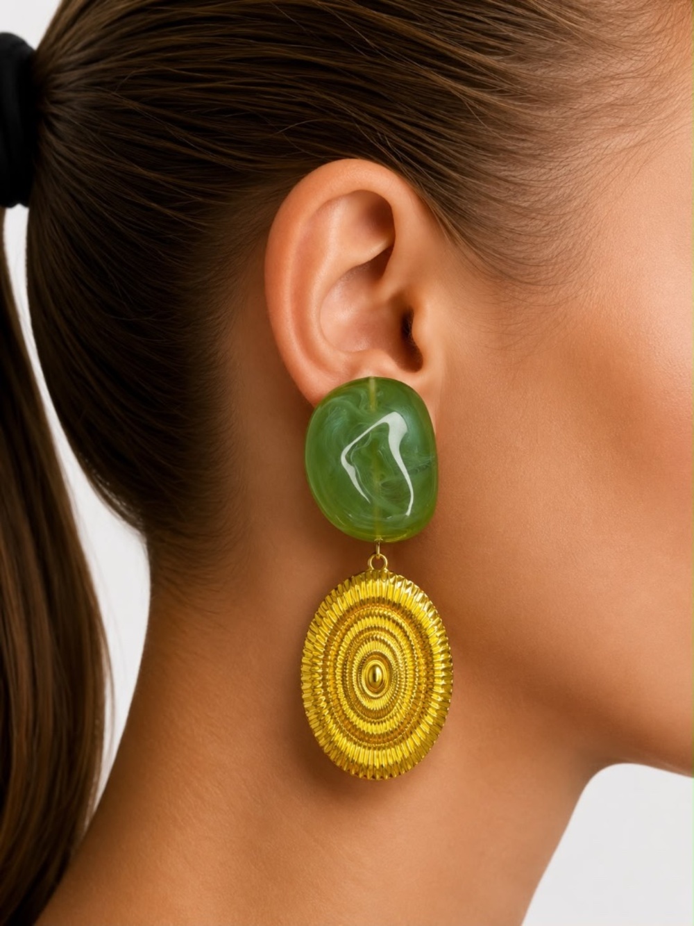 Statement Dangle Drop Earrings for Women Gold Tone Resin Geometric Disc Earrings